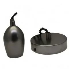 VISION-EL Suspension Métal M007 Cloche Douille E27 Finition Perle Noir Mat + Câble 2m