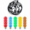 VISION-EL Guirlande Foraine Câble Plat 10M + Ampoule LED E27 Bulb 1W ROUGE VERT BLEU JAUNE ORANGE - Multicolore