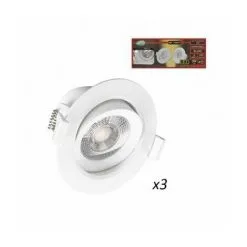 VISION-EL Lot De 3 Spots LED SMD Orientables - 3W - 4000°K - Rond - Blanc - Non Dimmable - Blanc
