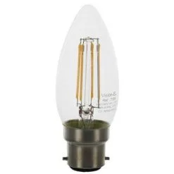 VISION-EL Ampoule Led 4W (35W) B22 Flamme Claire Blanc Chaud 2700°K
