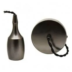 VISION-EL Suspension Métal M008 Cloche Douille E27 Finition Perle Noir Mat + Câble 2m