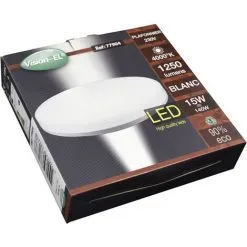 VISION-EL Plafonnier LED Design Rond 15W Blanc Neutre IP44 -VISION-EL Soldes 18983847 5