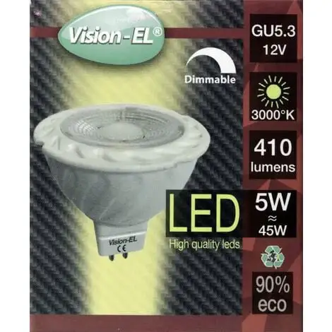 VISION-EL Spot LED 6W 12V à Culot MR16 Blanc Chaud Dimmable 1 VISION-EL Spot LED 6W 12V à Culot MR16 Blanc Chaud Dimmable