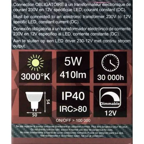 VISION-EL Spot LED 6W 12V à Culot MR16 Blanc Chaud Dimmable 5 VISION-EL Spot LED 6W 12V à Culot MR16 Blanc Chaud Dimmable – Image 5