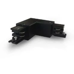 VISION-EL Connecteur Coude L (Gauche-Circuit Extérieur) Pour Rail 3 Phases Noir