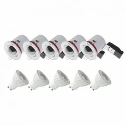 VISION-EL Pack 5x Support De Spot LED Inclinable + Ampoule LED GU10 Spot 6W Dimmable 4000°K - Blanc Jour