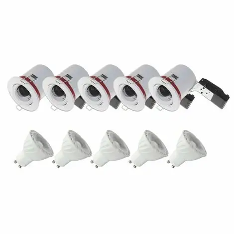 VISION-EL Pack 5x Support De Spot LED Inclinable + Ampoule LED GU10 Spot 6W Dimmable 4000°K - Blanc Jour 1 VISION-EL Pack 5x Support De Spot LED Inclinable + Ampoule LED GU10 Spot 6W Dimmable 4000°K - Blanc Jour