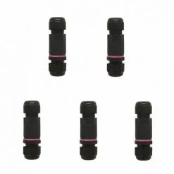 VISION-EL LOT 5 X Connecteur Étanche IP68 450V Noir 3 Fils Pour Connexion Luminaire Extérieur
